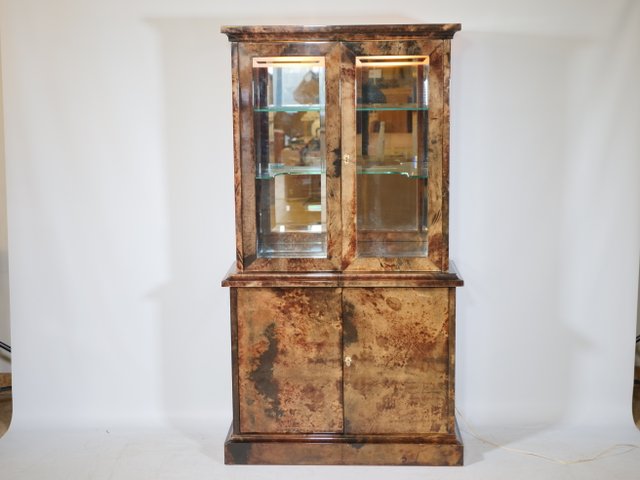 Milanese Display Cabinet Covered in Goatskin and Parchment by Aldo Tura ...