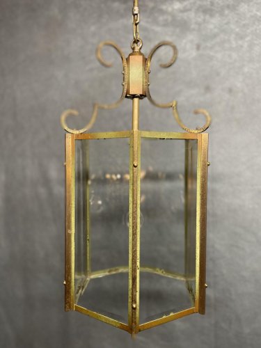 Paire De Lampes à Bougie Vintage - Verre Biseauté, Monture Laiton Et Acier, Fabriquées Au UK