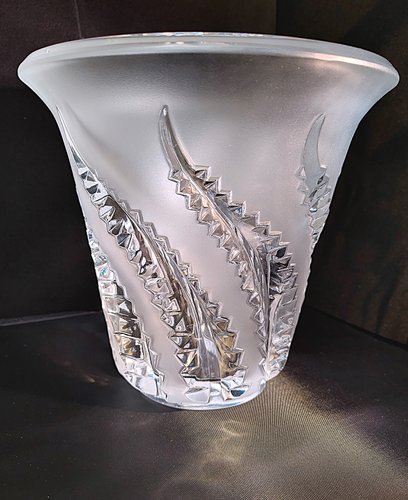 ルネラリック　LALIQUE ロベリア　Lobelia 植物シダ　VASE Lobélia Vase with Frosted Crystal Ferns from Lalique, 1970s for