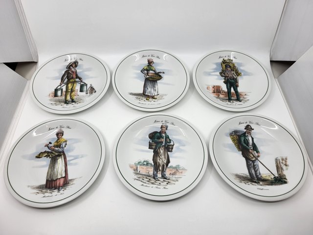 French Porcelain Plates Métiers Du Vieux Paris, Set of 6 for sale