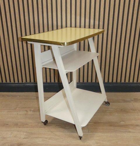 Vintage Side Table with Shelf on Wheels, 1950s for sale at