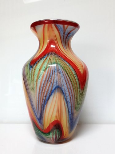 Mid-Century Multicolored Stained Glass Vase for sale at Pamono