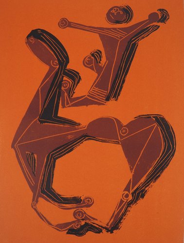 Marino MARINI : Cheval et cavalier - Lithographie originale