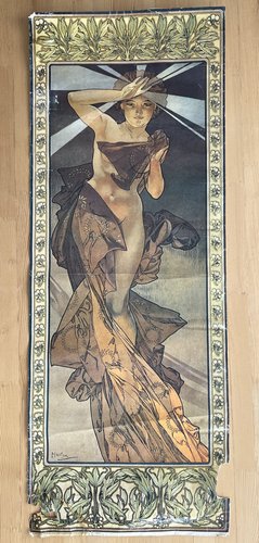 Alphonse Mucha アート作品 2点セット Daydream (detail). Canvas by Alphonse Mucha (1860-1939