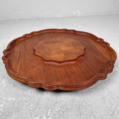 Vintage Lazy Susan Rotating Tray in Teak from Nissen, Denmark