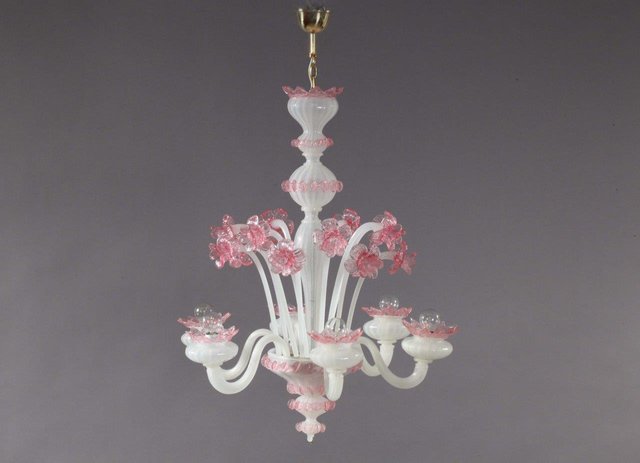 Pink And White Blown Glass Chandelier From Murano 1940s For At Pink And White Blown Glass Chandelier From Murano 1940s For At Pamono