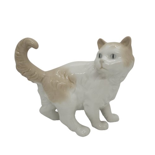 19th Century Enameled Porcelain Cat Figure by Nao for Lladró
