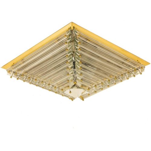 Large Italian Gold Plated Pyramid Flush Mount Ceiling Light From Venini 1970s