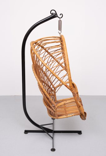 Rattan Hanging Chair by Rohé Noordwolde, Holland, 1960s for sale