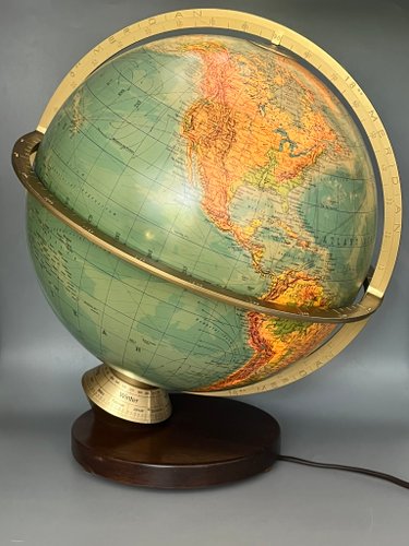 Vintage Illuminated Columbus Earth Globe Duplex by Paul