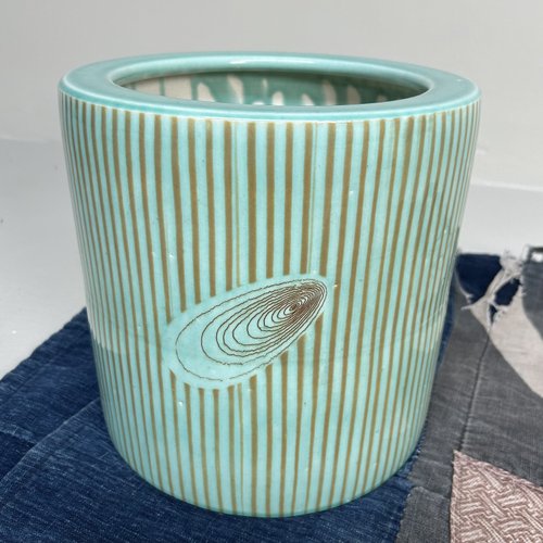 火鉢　美品 Vintage Turquoise Glazed Ceramic Hibachi Planter, Japan, 1970s for