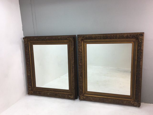 19th Century Dutch Feather Framed Wall Mirrors Set Of 2