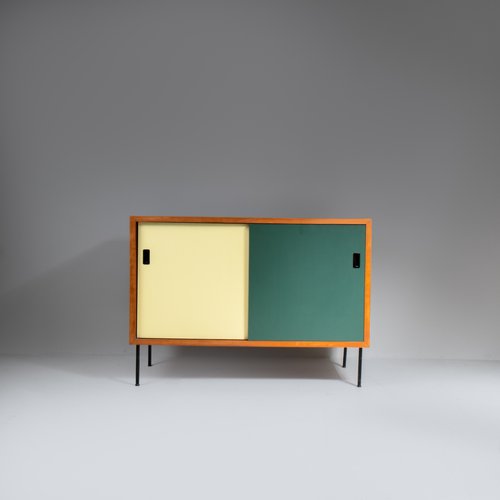 Grünes und gelbes Sideboard aus Holz und Resopal, 1960 bei Pamono kaufen