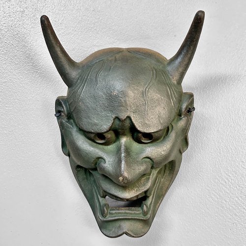 Masque Hannya Shinja Vintage - Japonais - 24 Cm - Bois Sculpté Main - Rare