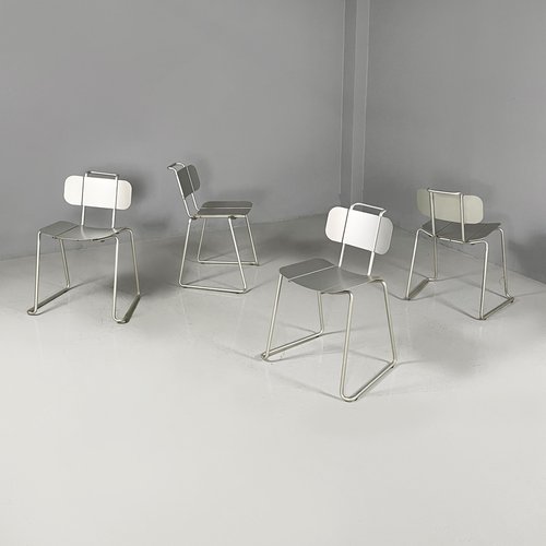 Sedie impilabili moderne in alluminio di Tanzi, Italia, anni '80, set di