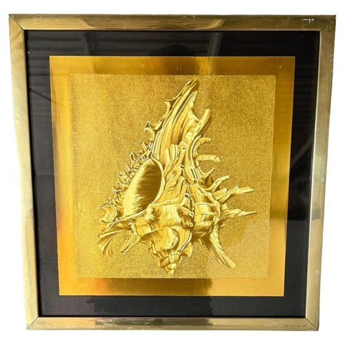 Modern Embossed Gold Shell Artwork with Metallic Finish & Layered ...