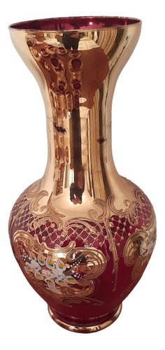 Tre Fuochi Murano Blown Glass Vase with 24k Gold Finishes, Venice