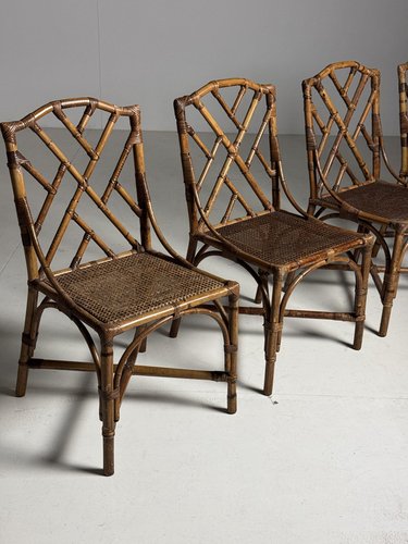 Set of Bamboo Dining Room Chairs for sale at Pamono