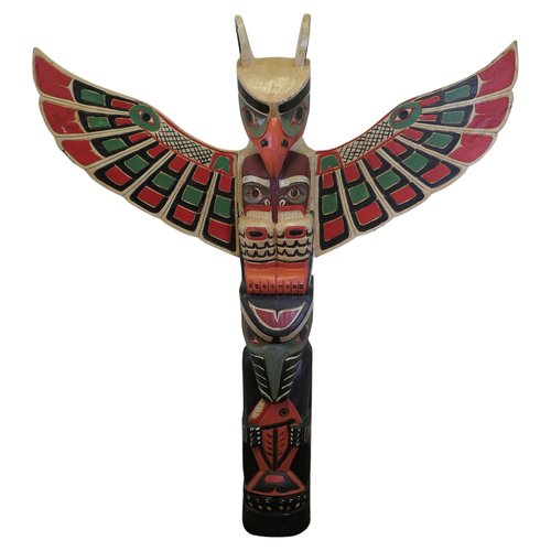 20th Century Native American Painted Totem Pole, 1960s for sale at