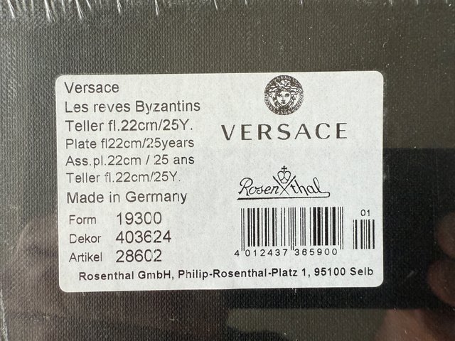 Les Reves Byzantine Plates by Versace for Rosenthal, 2017, Set of