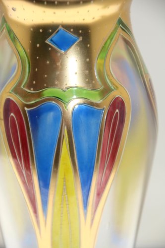 Art Nouveau Colorful Glass Vase with Overlay Decor, 1890s for sale at ...