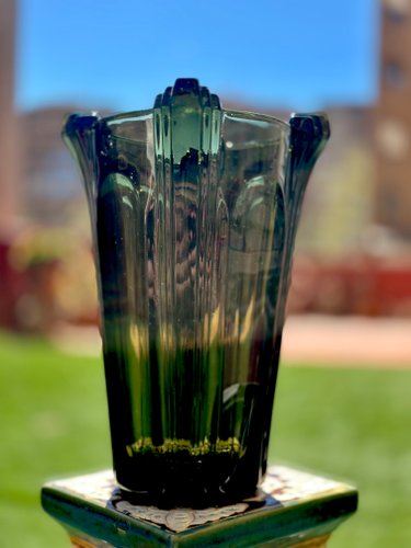 Czechoslovakian Art Deco Inwald Glass Vase by Rudolf Schröter