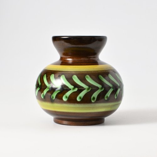 Swedish Brown and Green Pottery Vase from Ekeby, 1930s for display picture 1