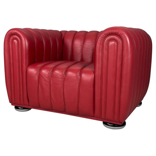 Red Leather Club 1910 Chair by Josef Hoffmann for Wittmann