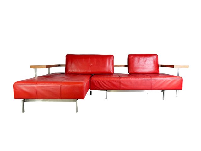 Dono 6100 Corner Sofa in Red Leather from Rolf Benz for sale at Pamono