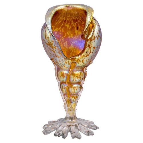 Art Nouveau Austrian Iridescent Conch Shell Glass Vase from Loetz ...