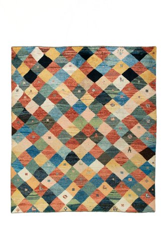 Gabbeh Diamond Pattern Gabbeh Nomad Rug with Diamond Pattern with Natural Colors for sale at ...