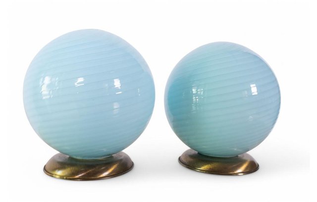 Vintage Ribbed Blue Glass Table Lamps, Italy, 1960s, Set of 2 for sale ...