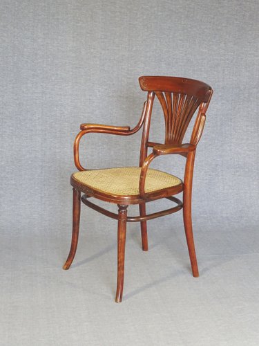 N°221 Armchair with Bronze Inlays and Canework by Michael Thonet