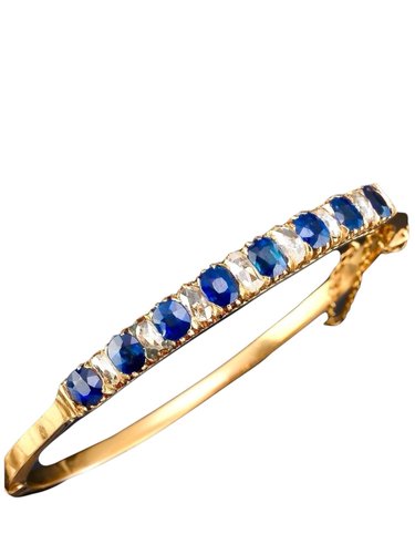 Antique Victorian Natural Blue Sapphire and Diamonds Bracelet