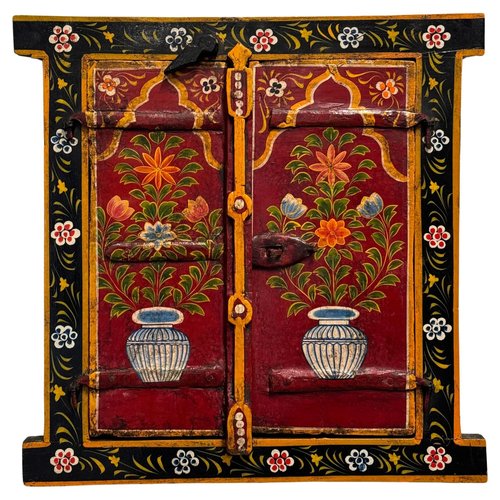 Indian Window Frame Indian Painted Wood Window Frame for sale at Pamono