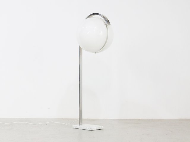 Acrylic Globe Floor Lamp On Carrara Marble Base From Acciarri 1960s