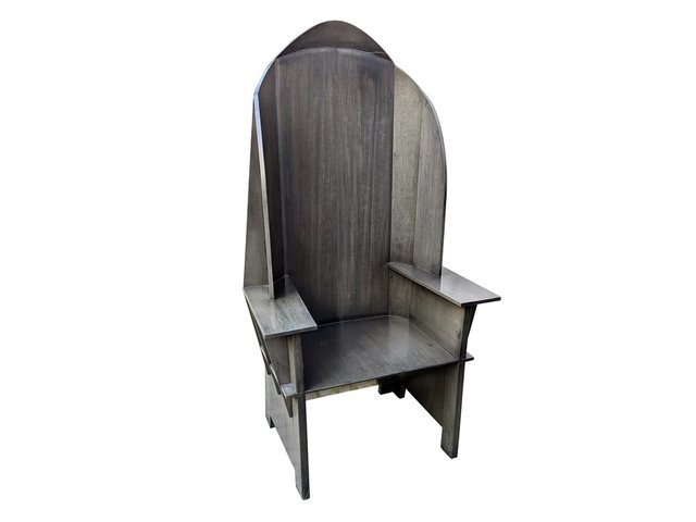 Large Sculptural Matrix Throne Armchair in Grey Wood by Adriano e