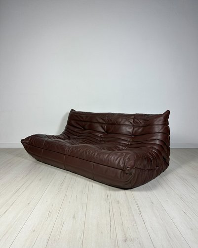 Original Togo 3-Sitzer aus Leder von Michel Ducaroy für Ligne Roset, 2000er