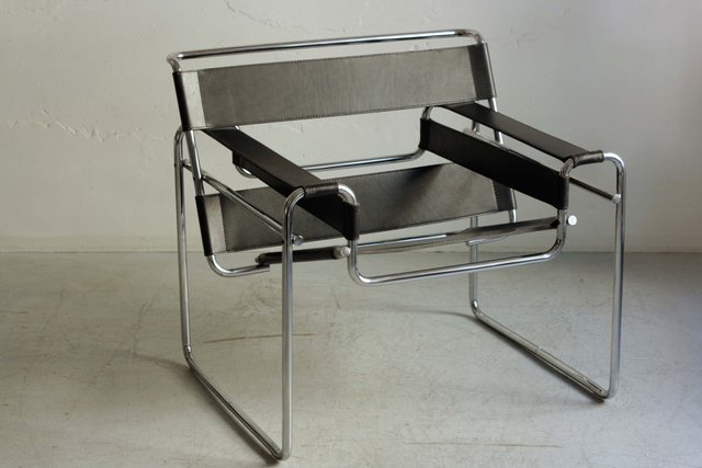 Bauhaus Black B3 Wassily Chair by Marcel Breuer for Gavina