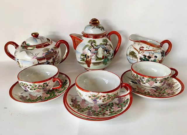 Antikes chinesisches Teeservice aus Porzellan, 1890er bei Pamono kaufen