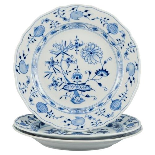 Blue Onion Pattern Dinner Plates in Porcelain, Meissen, Germany, Set of ...
