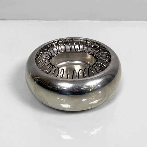 Posacenere In Acciaio Inox E Pelle Marrone - Diametro 11.5 Cm, Antiscivolo, Coperchio Antivento - Foto 7