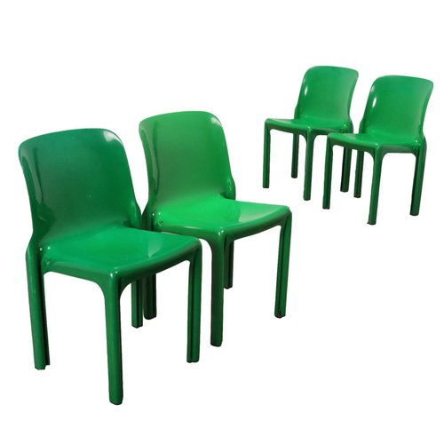 【本日特価】 4 of Set Artemide, from Selene Chairs Green for Pamono at sale 椅子