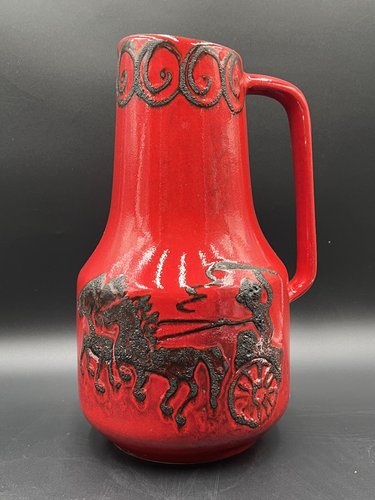 M822 vintage 60's Scheurich 花瓶 Fat Lava Large Vintage Fat Lava Floor Vase Horses Model 408 from Scheurich
