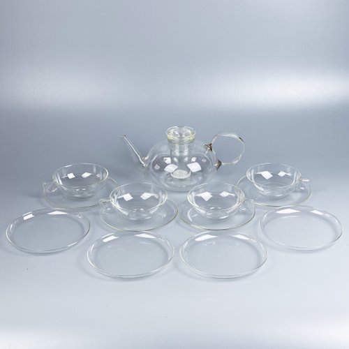 Hand-Made Glass Set by Wilhelm Wagenfeld, 1950s, Set of 13