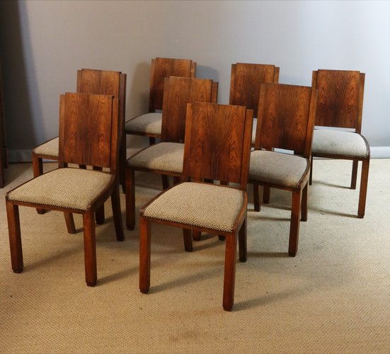 Image showcasing Vintage Art Deco Chairs, 1930s, Set of 8 for sale at Pamono
