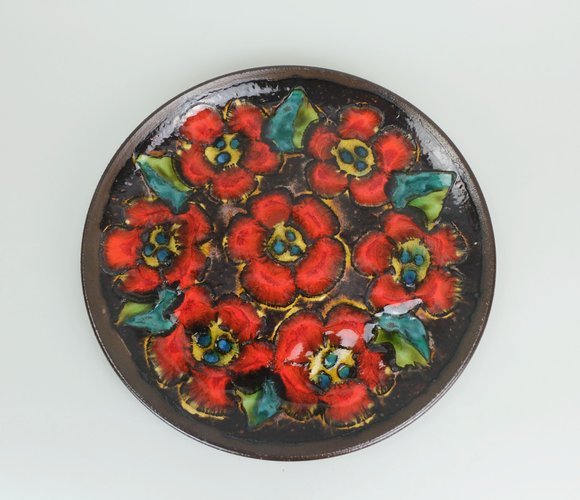 Vintage Ruscha Fat Lava Wall Plate Rare Vintage Red RUSCHA KERAMIK