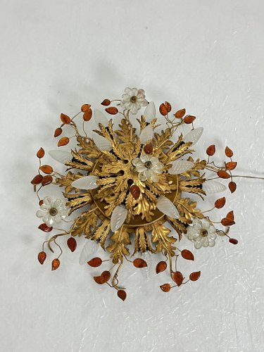 Pendentif ou lanterne en fer forgé de Murano en verre coloré fabriqué à la main, Venise, Italie