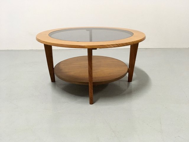 Vintage Danish Round Coffee Table With, Round Retro Coffee Table