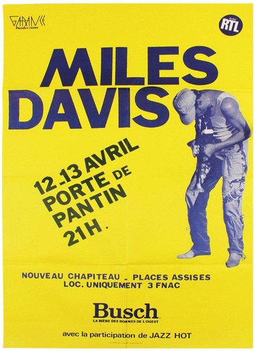 Miles Davis Live in Paris Poster, 1983 for sale at Pamono
